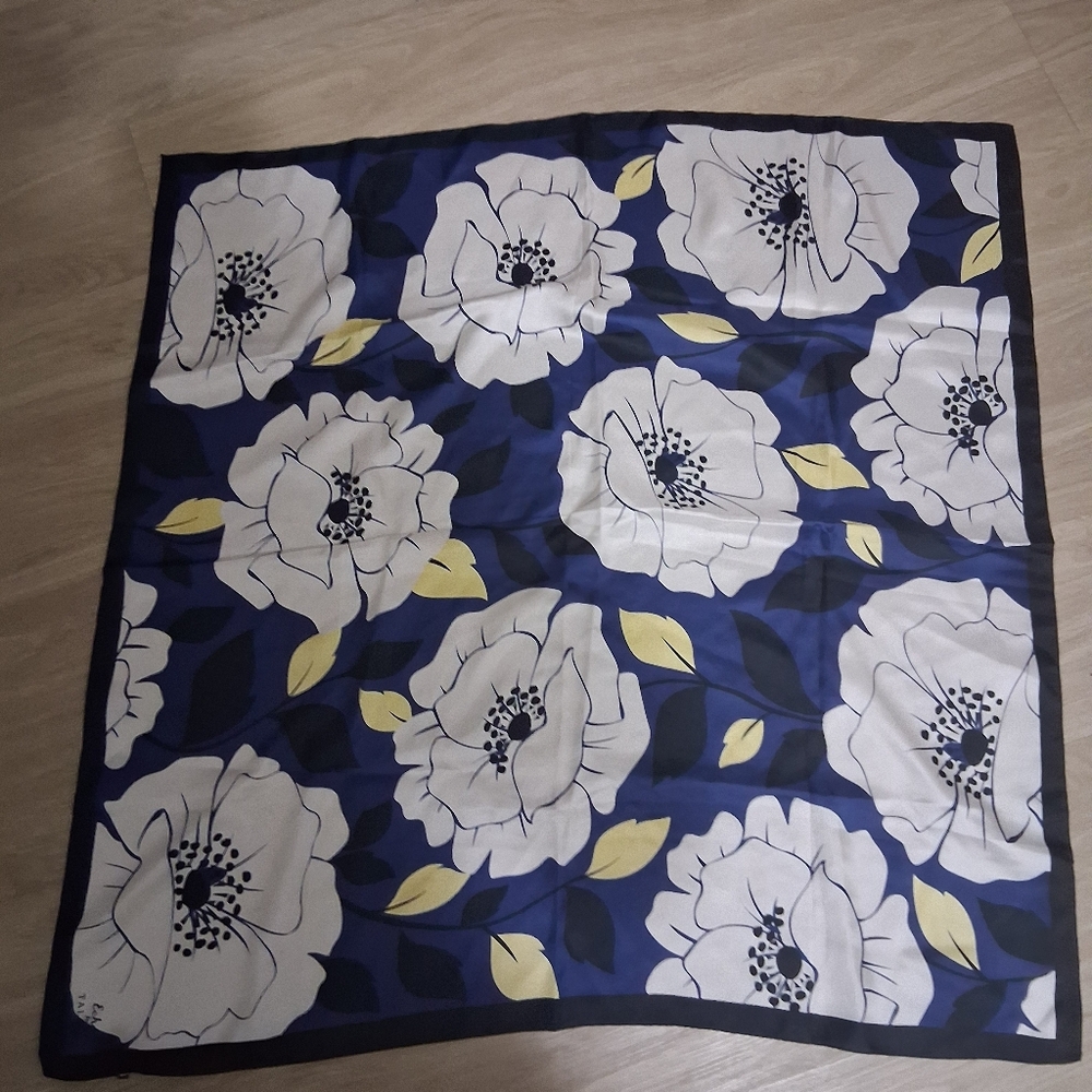 Talbots Floral Blue and White Scarf